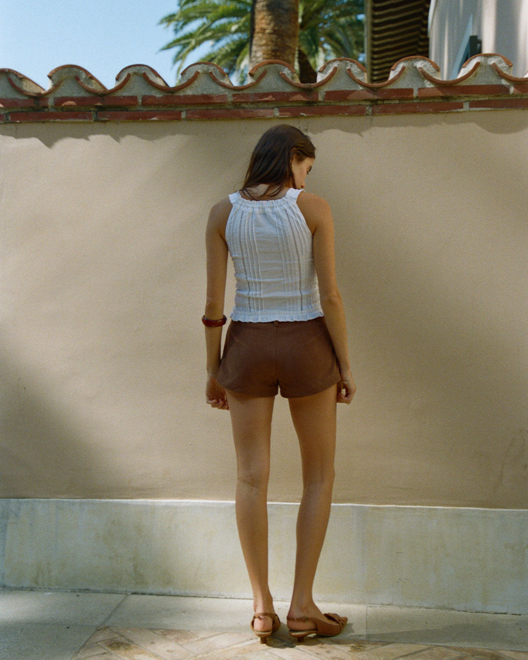 Anita Corduroy Short in Chocolate brown micro shorts with curved hem and A-line cut