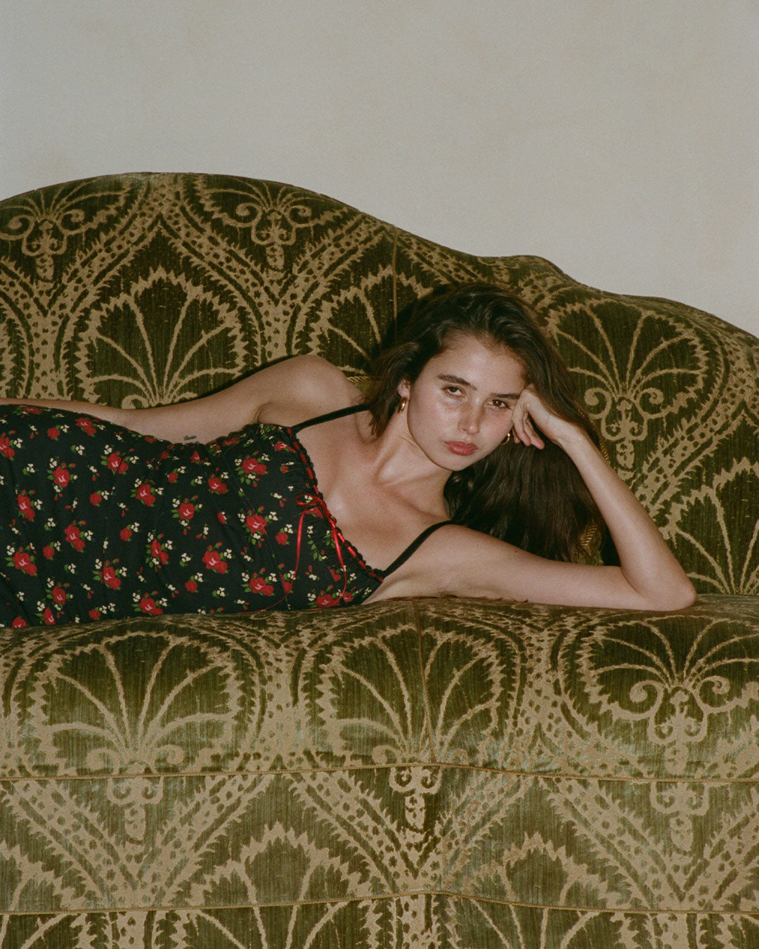 Dayna Cami in Fleur black floral cami with scalloped lace trim and thin adjustable straps