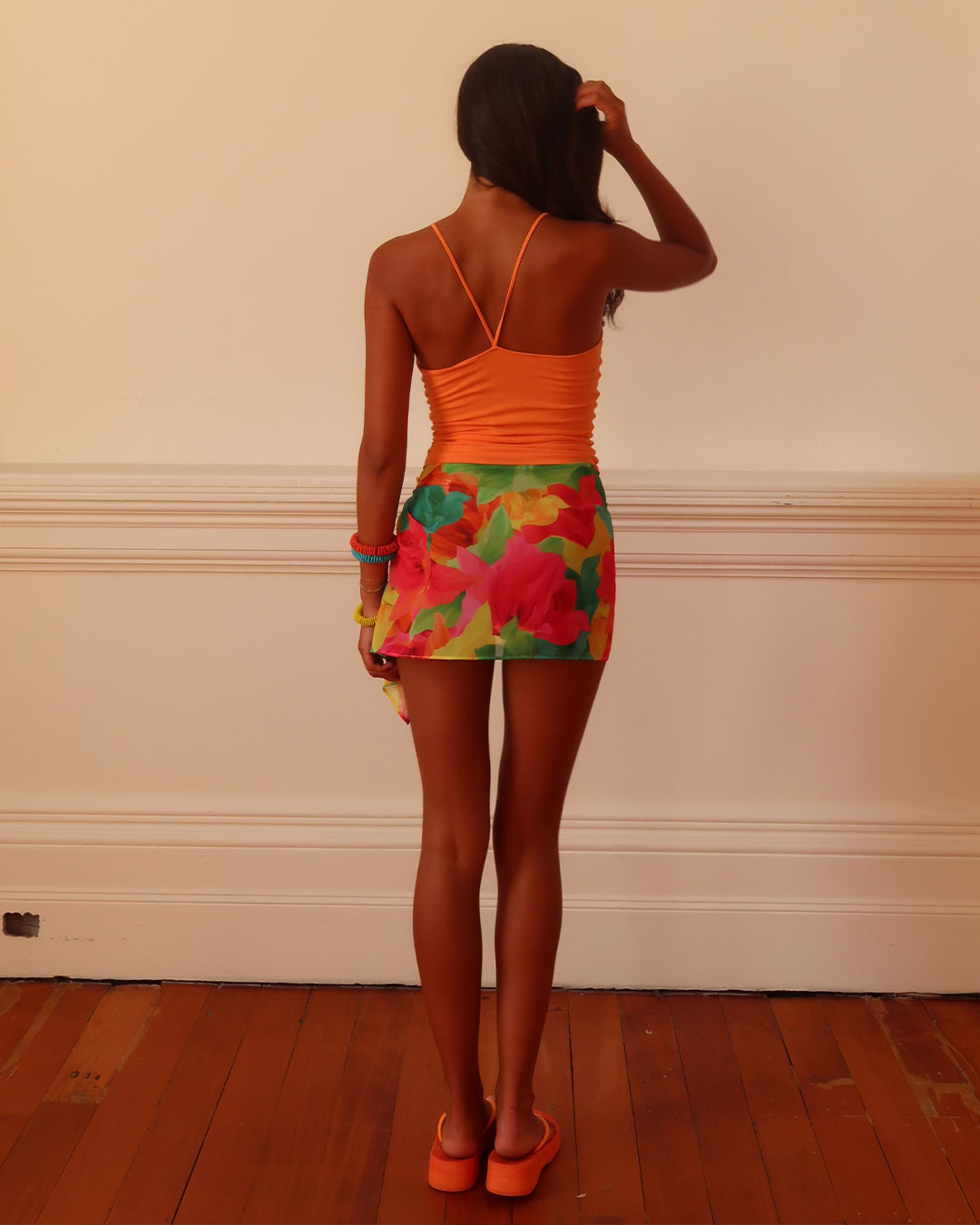 Sheer chiffon multi-coloured printed sarong