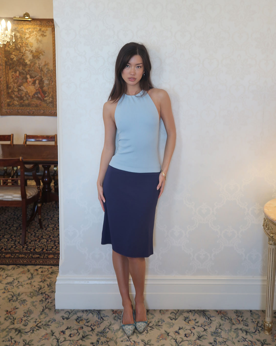 Harper Knit Halter Top | Sky