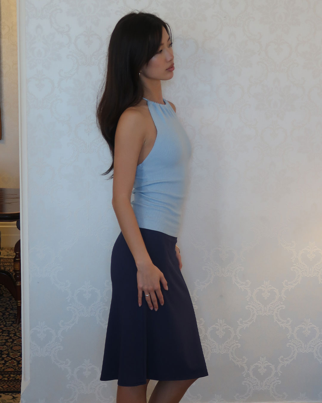 Harper Knit Halter Top | Sky