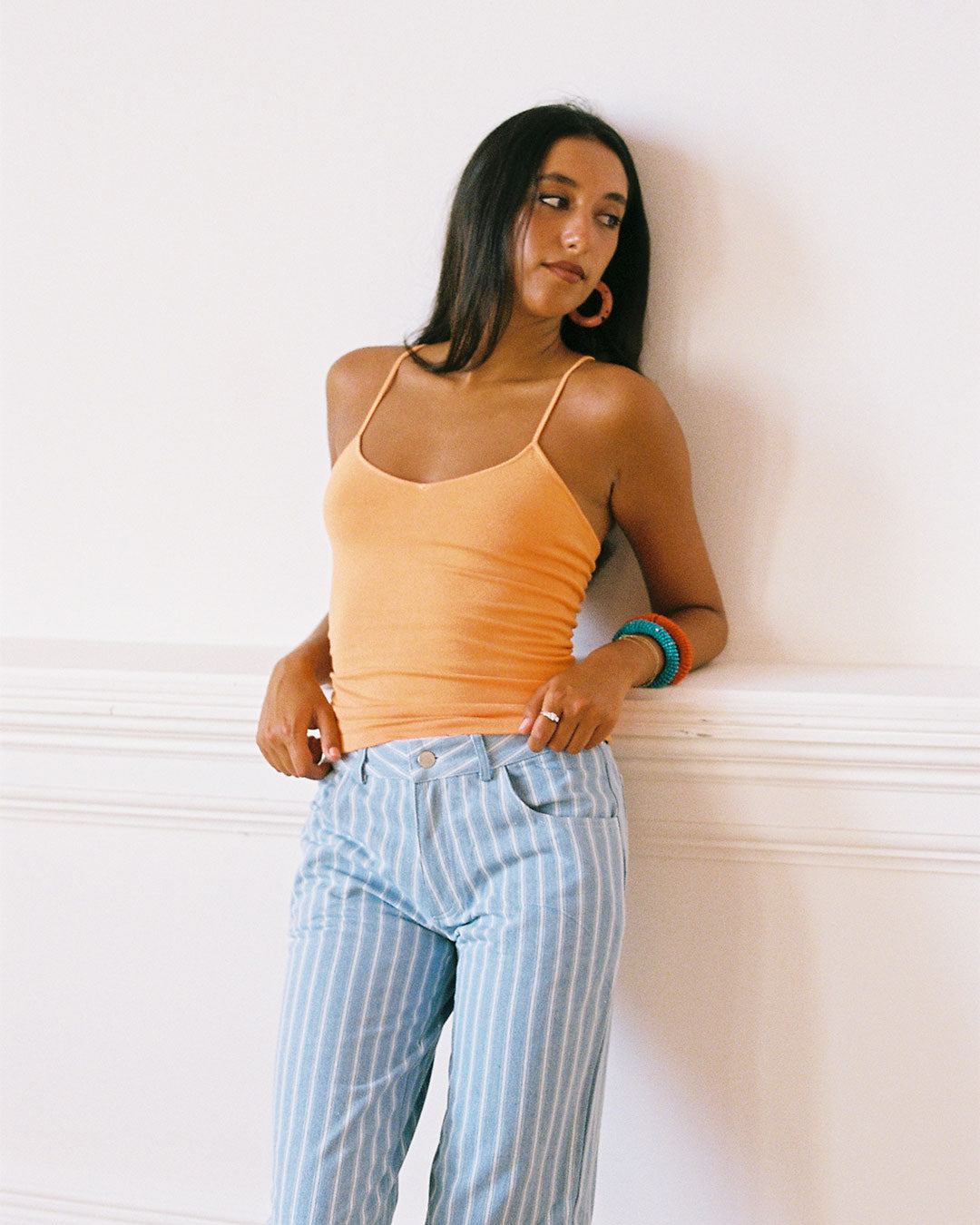 Miki women's singlet top with tapered v strap back and butterfly knit